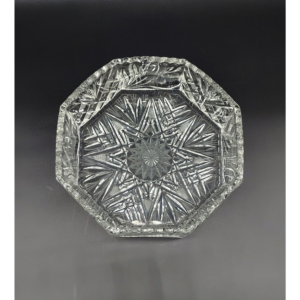 VTG Irena Poland Cut Crystal Octagonal Bowl